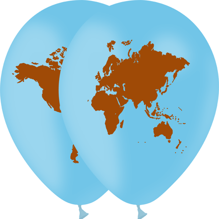 100 Ballons Latex HG95 Mappemonde - PMS