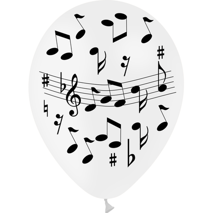 8 Ballons Latex HG95 Musique Blanc - PMS