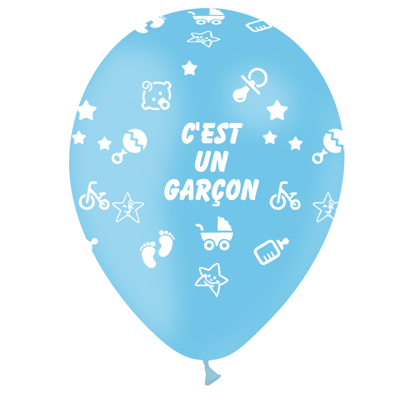 8 Ballons Latex HG95 C'est Un Garçon Ciel - PMS