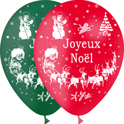 100 Ballons Latex HG95 Joyeux Noël Assortiment - PMS