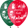 100 Ballons Latex HG95 Joyeux Noël Assortiment - PMS