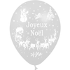 8 Ballons Latex HG95 Joyeux Noël Métal Argent - PMS