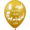 100 Ballons Latex HG95 Joyeux Noël Métal Or - PMS