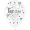 8 Ballons Latex HG95 Baptême Blanc & Gris - PMS