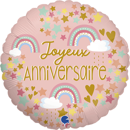 Ballon Aluminium 18″ Joyeux Anniversaire Arc en Ciel – Grabo