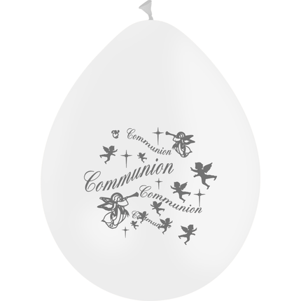 10 Ballons Latex HG95 ( Air ) Communion Blanc - PMS