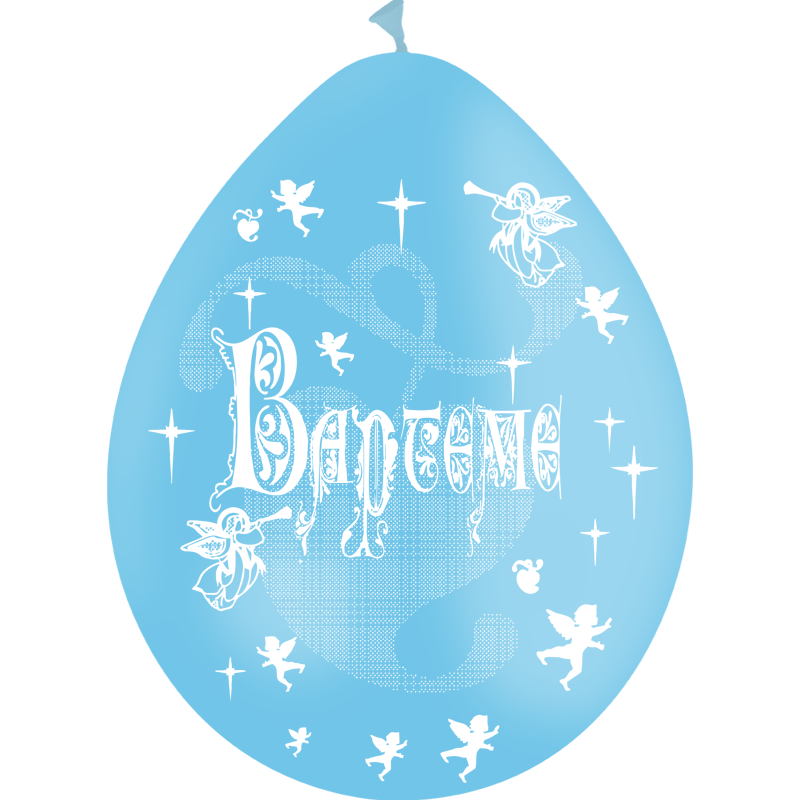 8 Ballons Latex HG95 Baptême Ciel - PMS
