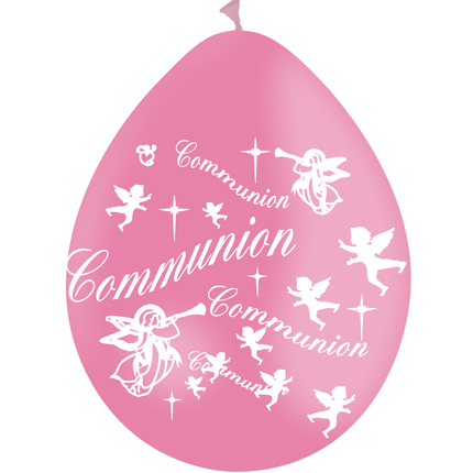8 Ballons Latex HG95 Communion Rose - PMS