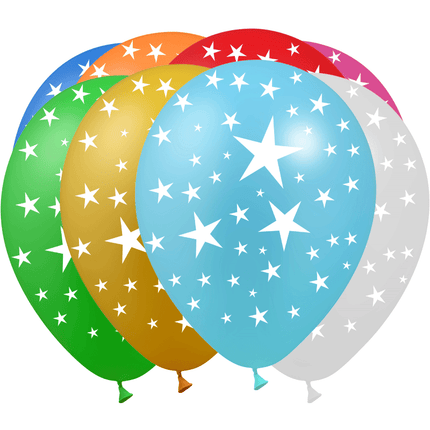 100 Ballons Latex HG95 Etoile Métal Assortis - PMS
