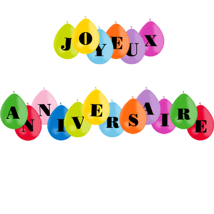 Guirlande 18 Ballons Latex HG95 Joyeux Anniversaire - PMS