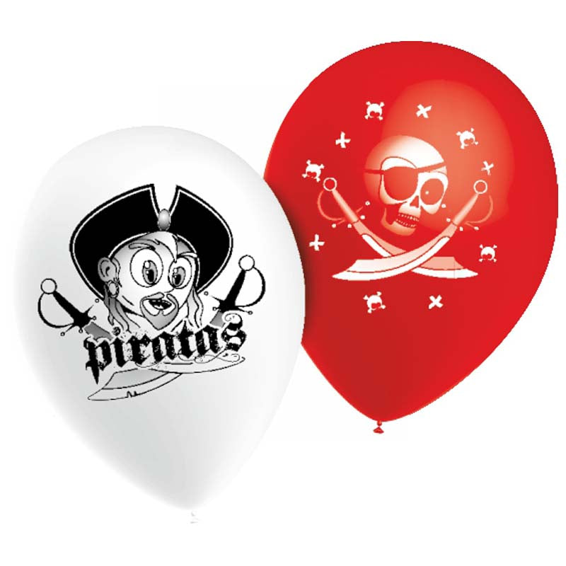 10 Ballons HG95 Pirates Blanc et Rouge - Balloonia