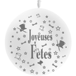 1 Ballon Latex HG3' Joyeuses Fêtes Blanc - PMS