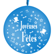 1 Ballon Latex HG3' Joyeuses Fêtes Bleu Roi - PMS