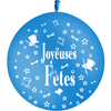 1 Ballon Latex HG3' Joyeuses Fêtes Bleu Roi - PMS