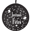 1 Ballon Latex HG3' Joyeuses Fêtes Noir - PMS