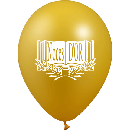 100 Ballons Latex HG95 Noces d'Or Métal Or - PMS