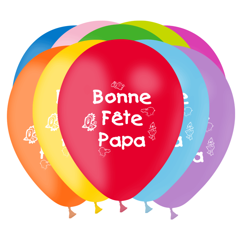 10 Ballons Latex HG95 Fête des Pères Assortis - PMS