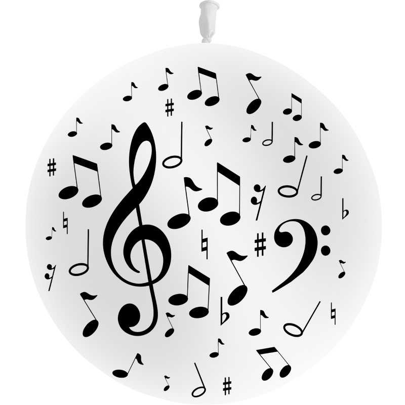 1 Ballon Latex 3' Musique Blanc - PMS