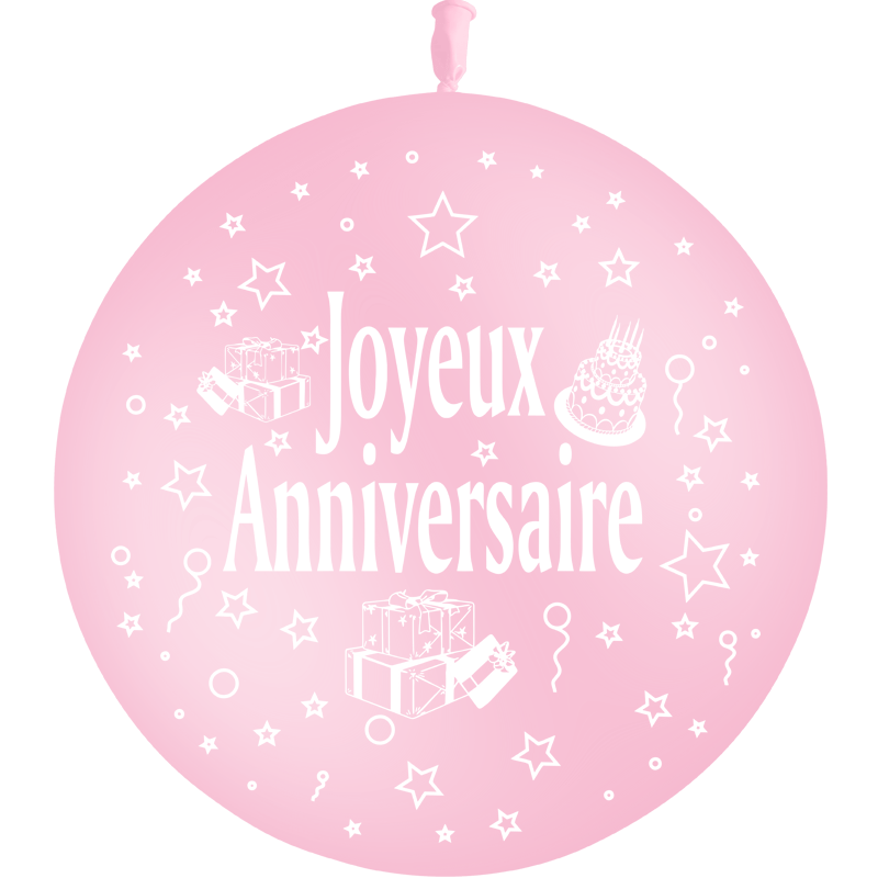 1 Ballon Latex 3' Joyeux Anniversaire Rose Bonbon - PMS