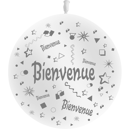 1 Ballon Latex 3' Bienvenue Comique Blanc - PMS