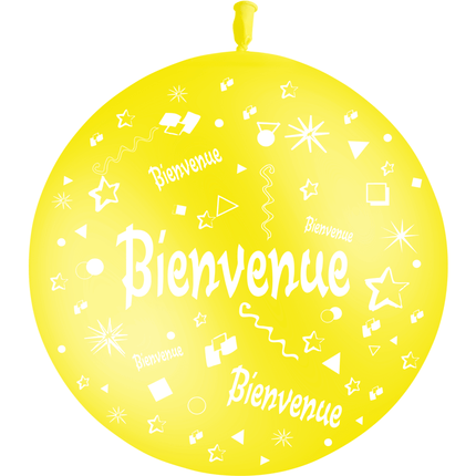 1 Ballon Latex 3' Bienvenue Comique Jaune Citron - PMS