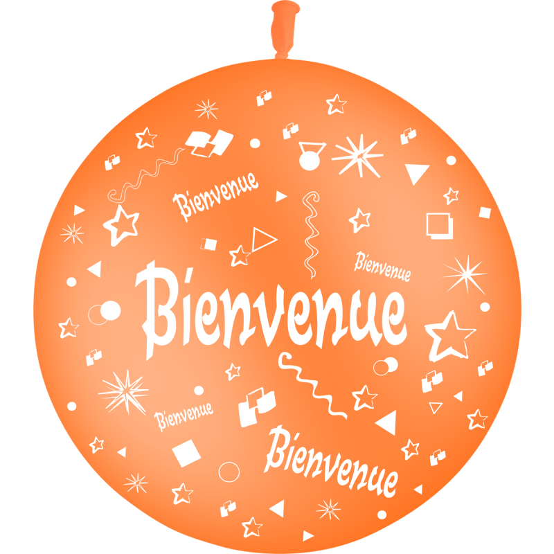 1 Ballon Latex 3' Bienvenue Comique Orange - PMS