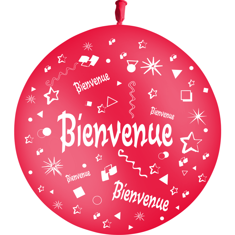 1 Ballon Latex 3' Bienvenue Comique Rouge - PMS