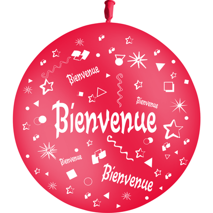 1 Ballon Latex 3' Bienvenue Comique Rouge - PMS