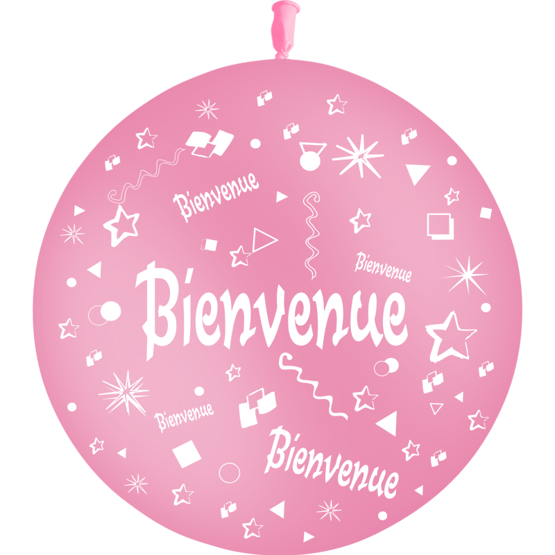 1 Ballon Latex 3' Bienvenue Comique Rose - PMS