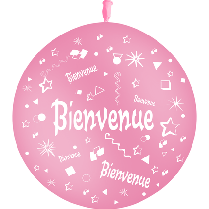 1 Ballon Latex 3' Bienvenue Comique Rose - PMS