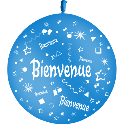 1 Ballon Latex 3' Bienvenue Comique Bleu Roi - PMS