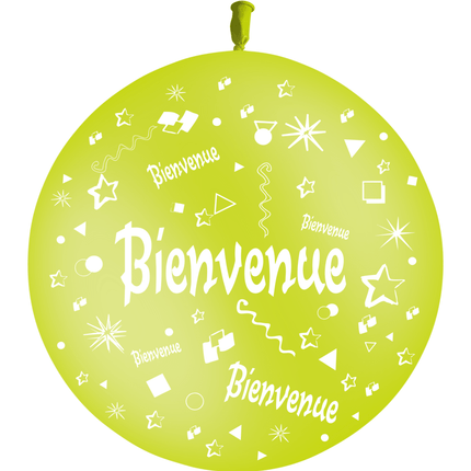 1 Ballon Latex 3' Bienvenue Comique Limette - PMS