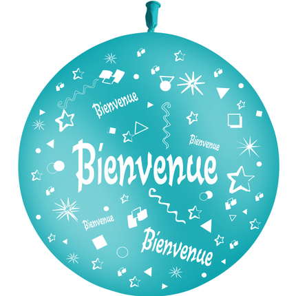 1 Ballon Latex 3' Bienvenue Comique Turquoise - PMS