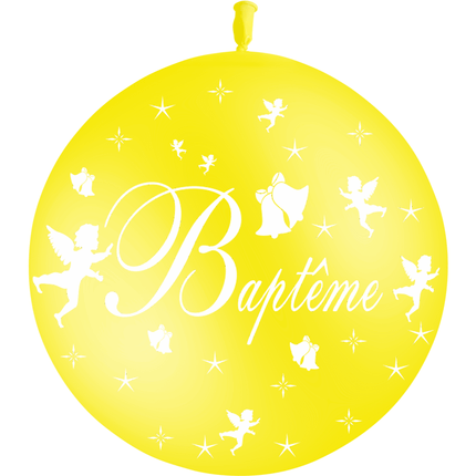 1 Ballon Latex Baptême Jaune Citron - PMS