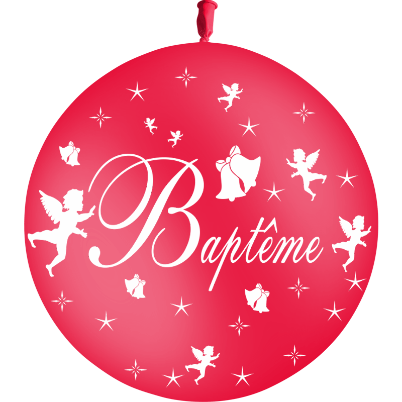 1 Ballon Latex Baptême Rouge - PMS