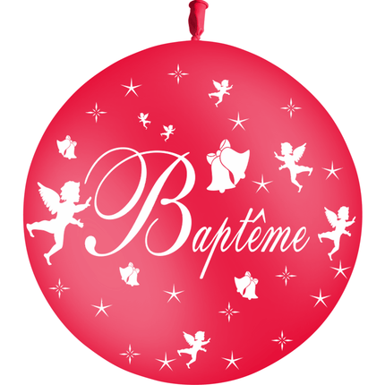 1 Ballon Latex Baptême Rouge - PMS