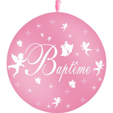 1 Ballon Latex Baptême Rose - PMS
