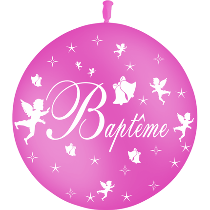 1 Ballon Latex Baptême Fuchsia - PMS