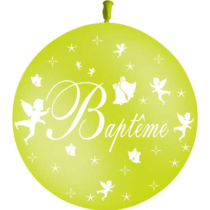 1 Ballon Latex Baptême Limette - PMS