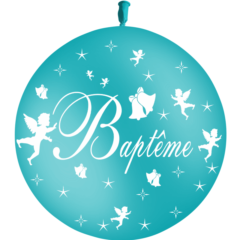 1 Ballon Latex Baptême Turquoise - PMS