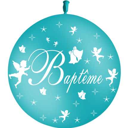 1 Ballon Latex Baptême Turquoise - PMS