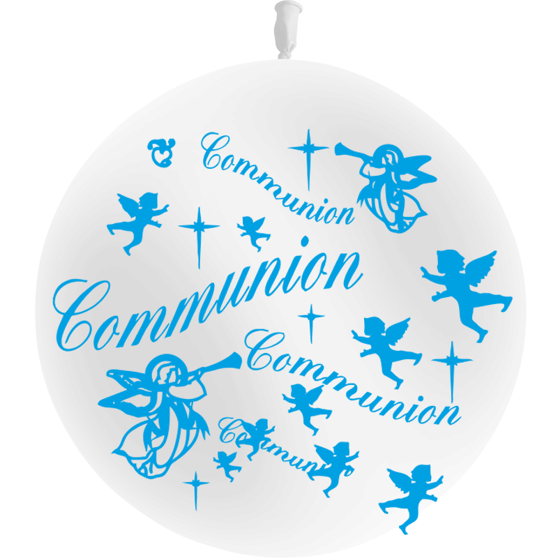 1 Ballon Latex Communion Blanc Garçon - PMS