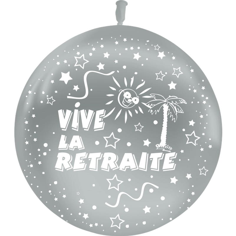 1 Ballon Latex Retraite Métal Argent - PMS