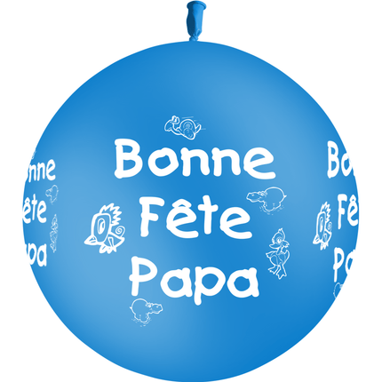 Ballon Latex 3' Fête des Pères Bleu - PMS