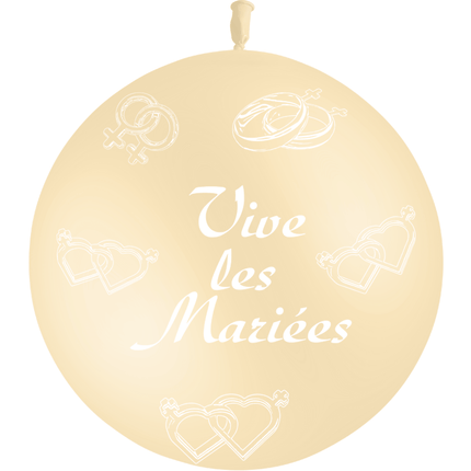 Ballon Latex Vive Les Mariées Femmes Ivoire - PMS
