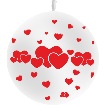 Ballon Latex 3' Coeurs Blanc - PMS