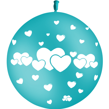 Ballon Latex 3' Coeurs Turquoise - PMS