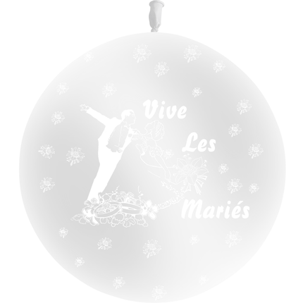 1 Ballon Latex 3' Vive les Mariés Couple Cristal Transparent - PMS