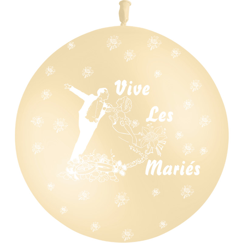 1 Ballon Latex 3' Vive les Mariés Couple Ivoire - PMS