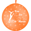 1 Ballon Latex 3' Vive les Mariés Couple Orange - PMS